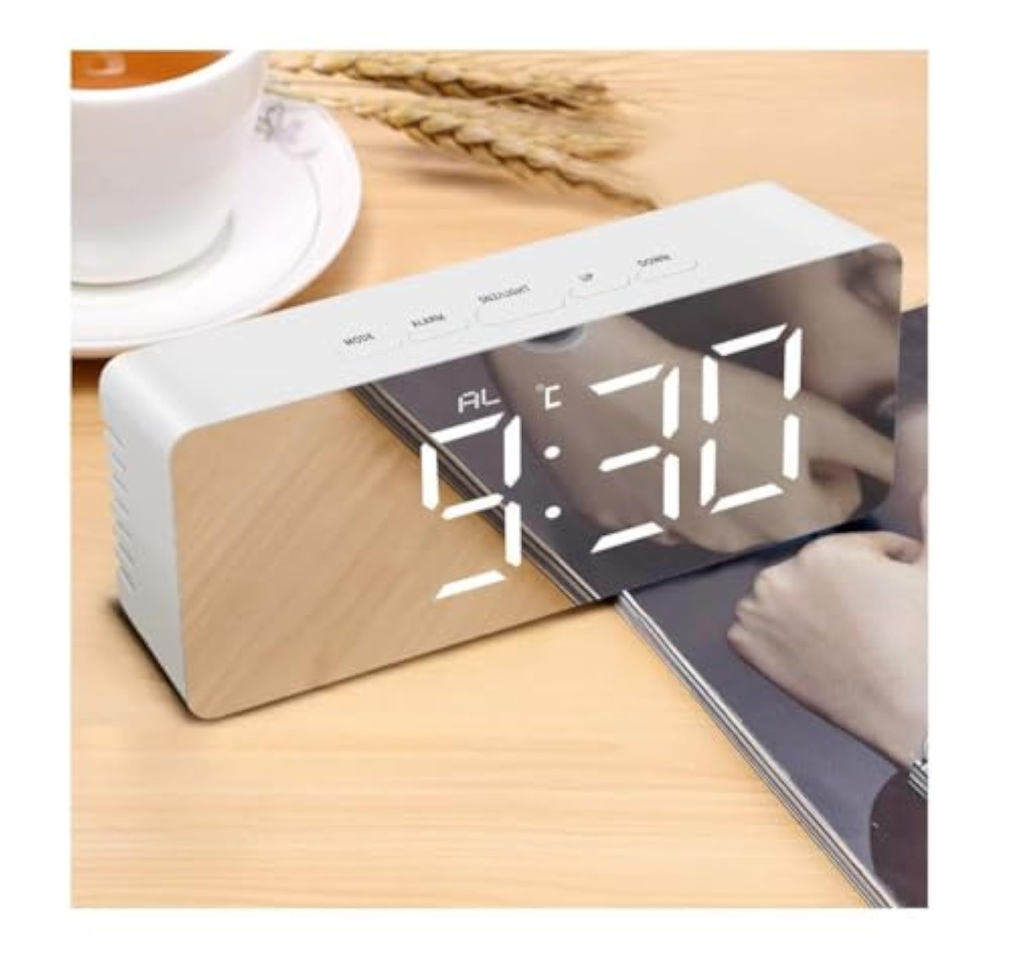 Mirror LED Digital Alarm Clock with Smart Display & Snooze